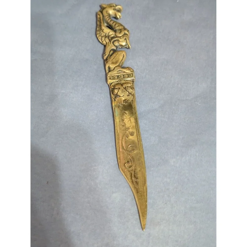 Dragon Griffin Letter Opener Solid Brass 9 in Restored Made in England
